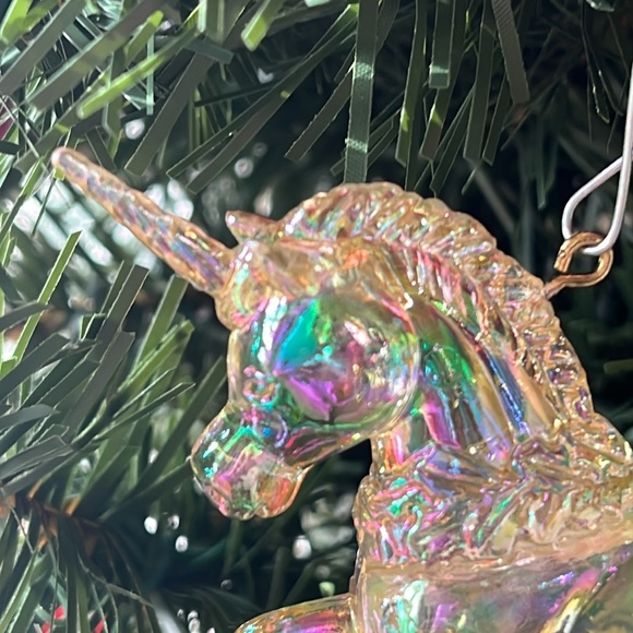 Blown Glass Iridescent Unicorn Holiday Ornament - Picture 2 of 7